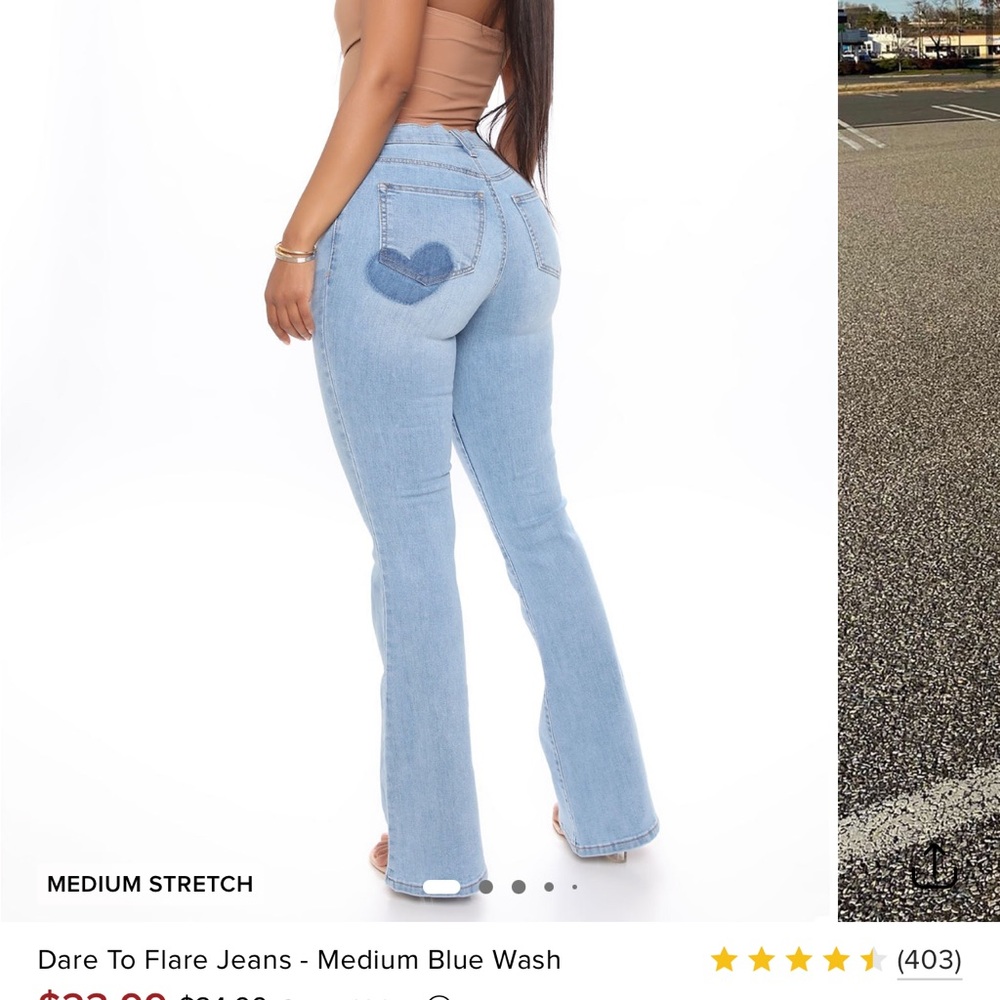 Women's Fashion Nova Flare Jeans - Medium Blue
